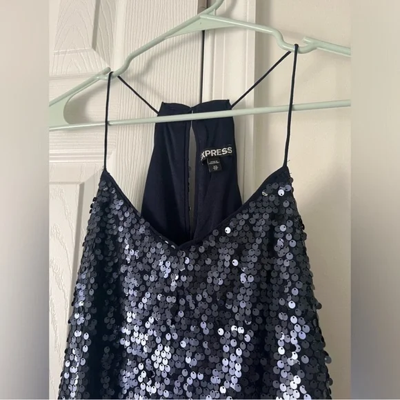 Express - Navy Sequin Mini Dress - Size XS - Picture 5 of 6